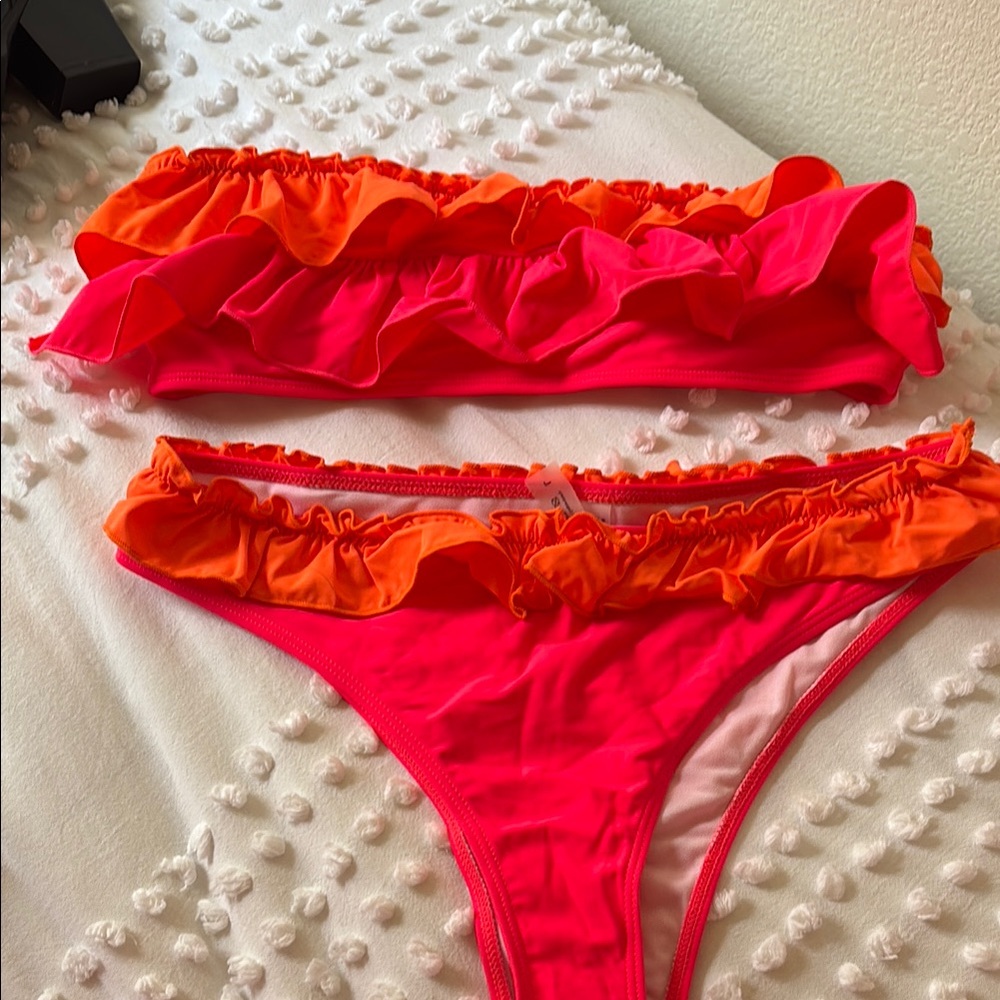 Playful Pink and Orange Ruffle Bikini